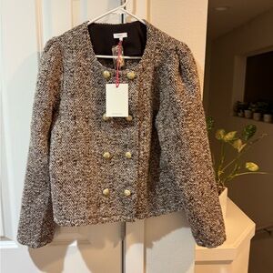Brown Tweed Jacket with Gold Buttons
